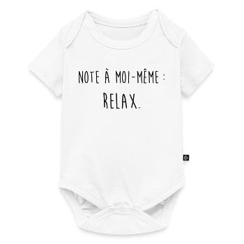Relax / Humour / Fainéant / Paresse / Drôle Stress - Body à manches courtes Premium Bébé - blanc - Devant
