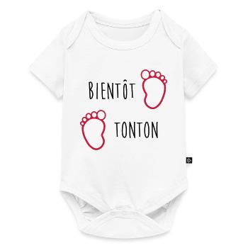 Bientôt Tonton / Bébé / Naissance / Oncle / Baby - Body à manches courtes Premium Bébé - blanc - Devant
