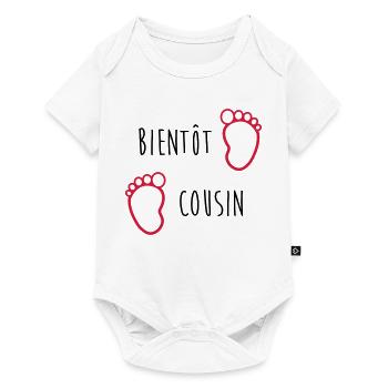 Bientôt Cousin / Cousine / Bébé / Naissance / Baby - Baby Premium short-sleeve bodysuit - white - Front