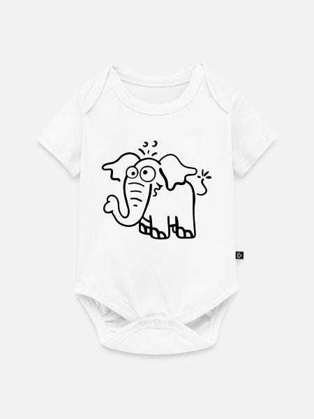 Knuffiger Elefant - Baby Premium Kurzarmbody - Weiß