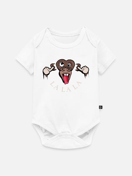 funny monkey lalala symbol illustration tongue - Baby Premium short-sleeve bodysuit - white