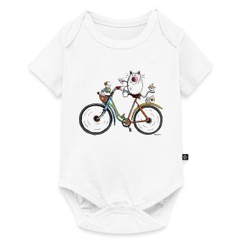 Cat is cycling - Baby Premium short-sleeve bodysuit - white - Front