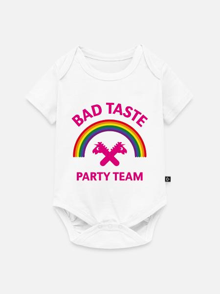 Bad Taste Party Team (Einhorn / Regenbogen) - Baby Premium Kurzarmbody - Weiß