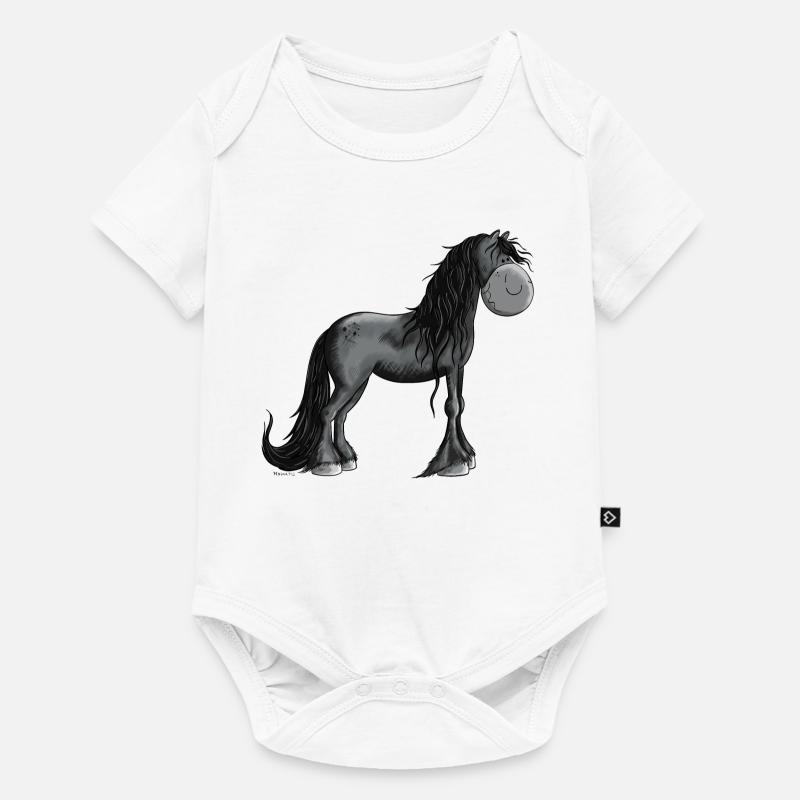 Cheval noir - Body à manches courtes Premium Bébé - blanc