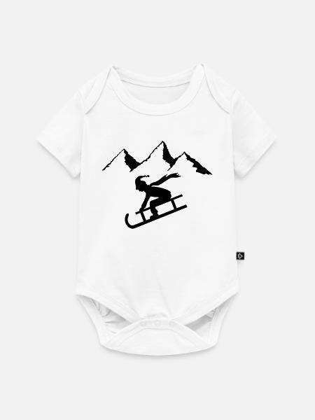 wintersport rodeln kind - Baby Premium Kurzarmbody - Weiß