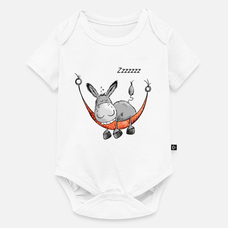 Sleeping Donkey - Âne - Comique - Dessin animé - Body à manches courtes Premium Bébé - blanc