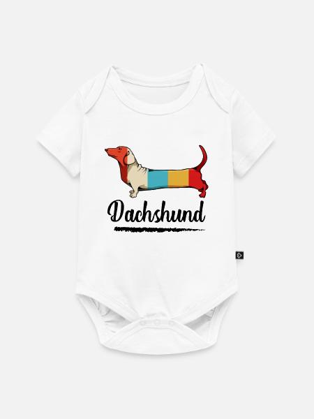 Bunter Dackel Farbblöcke - Baby Premium Kurzarmbody - Weiß