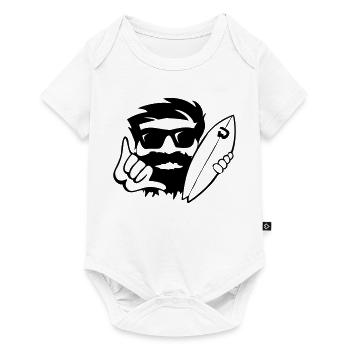 Design de chemise surfeuse cool en noir et blanc - Body à manches courtes Premium Bébé - blanc - Devant