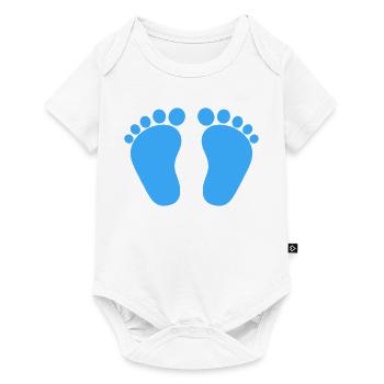 Bébé pieds naissance grossesse garçon fils bleu - Body à manches courtes Premium Bébé - blanc - Devant