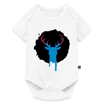 Hirsch Patch Graffiti - Baby Premium Kurzarmbody - Weiß - Vorne