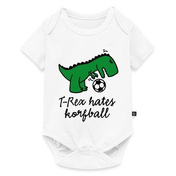 T-Rex hates korfball ball funny dinosaur cartoon - Baby Premium short-sleeve bodysuit - white - Front