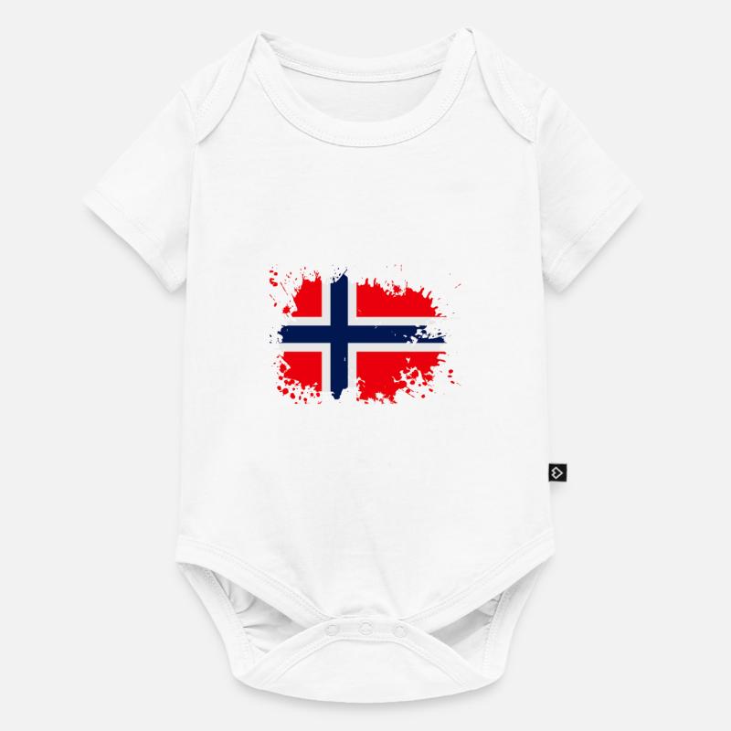 Éclaboussure du drapeau norvégien - Body à manches courtes Premium Bébé - blanc