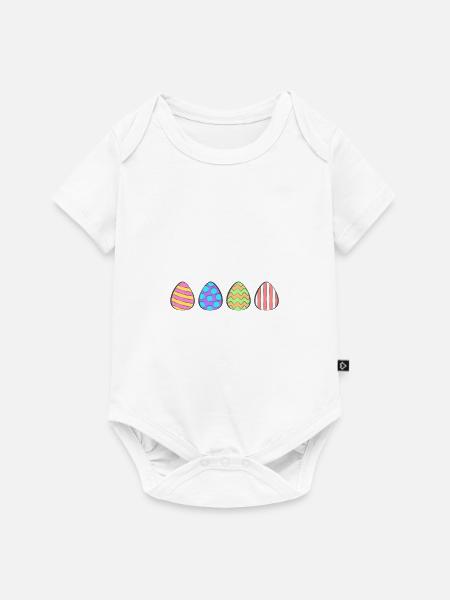 4 bunte Ostereier - Baby Premium Kurzarmbody - Weiß