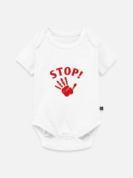 Stop! Rote Hand Grafik - Baby Premium Kurzarmbody - Weiß