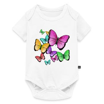 papillons de couleur sauvage - Body à manches courtes Premium Bébé - blanc - Devant