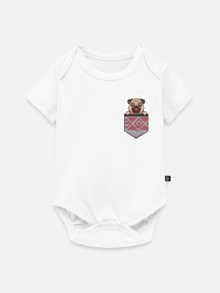 Mops - Baby Premium Kurzarmbody - Weiß