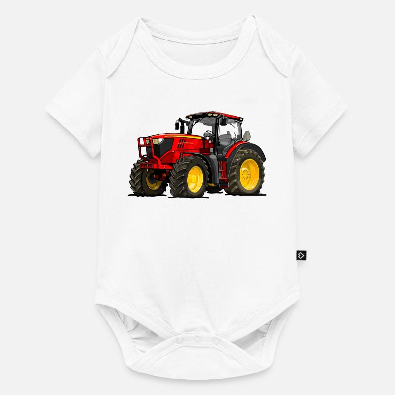 Traktor rot - Baby Premium Kurzarmbody - Weiß