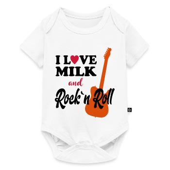 Child baby birthday saying milk rockn roll music - Baby Premium short-sleeve bodysuit - white - Front