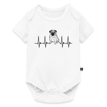 EKG pug, heartbeat, cool dog, pulse, dog pug - Baby Premium short-sleeve bodysuit - white - Front