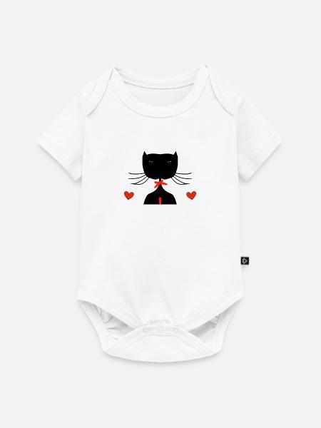 schwarze katze - Baby Premium Kurzarmbody - Weiß