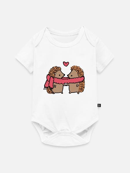 Kuschelige Igel mit Herzmotiv - Baby Premium Kurzarmbody - Weiß