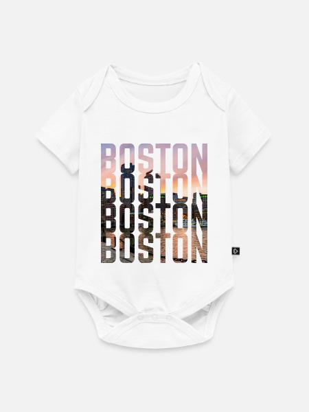 Boston Skyline Schriftzug - Baby Premium Kurzarmbody - Weiß