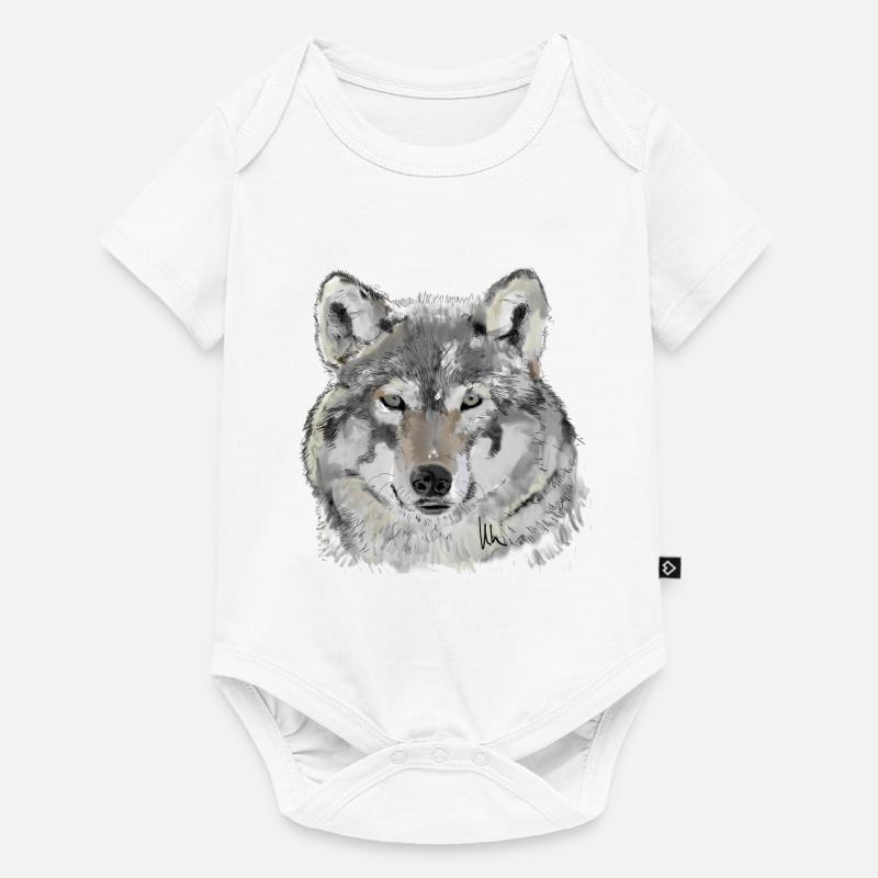 Loup - Body à manches courtes Premium Bébé - blanc