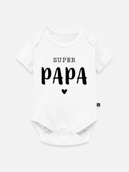 Super Papa mit Herz - Baby Premium Kurzarmbody - Weiß