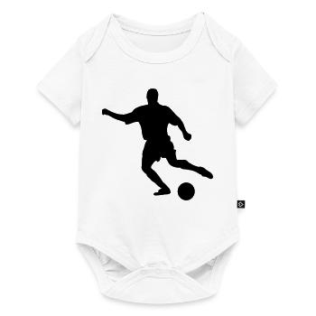 Joueur de football avec mouvement de coup de pied au ballon - Body à manches courtes Premium Bébé - blanc - Devant