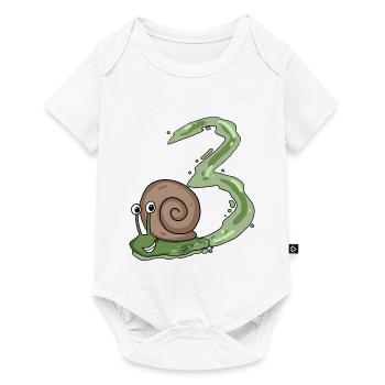 3rd birthday snail - 3 year old gift - Baby Premium short-sleeve bodysuit - white - Front