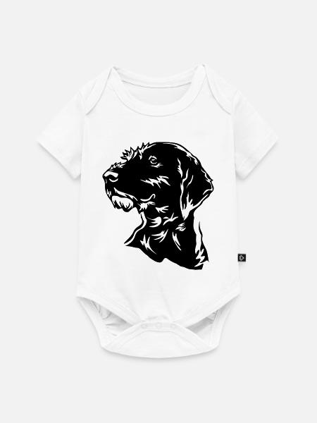 Deutsch Drahthaar Kopf - Baby Premium Kurzarmbody - Weiß