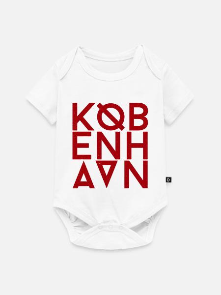 København Typo Monogram in Crimson Red - Baby Premium Kurzarmbody - Weiß