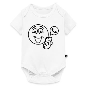 Stick tête avec un téléphone et texte pop-up berich - Body à manches courtes Premium Bébé - blanc - Devant
