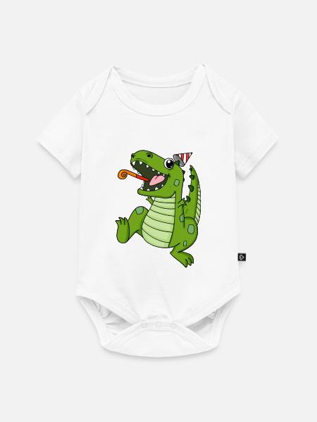 Dinosaurier Party - Baby Premium Kurzarmbody - Weiß