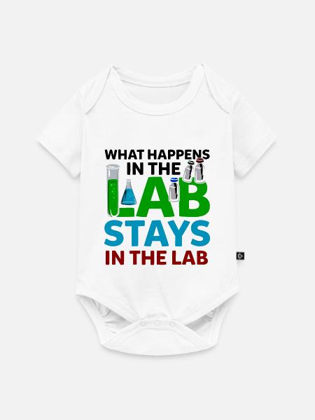 What Happens In The Lab Stays In Lab Chemie Labor - Baby Premium Kurzarmbody - Weiß