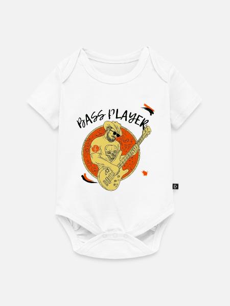 Vintage Skull Rock Gitaar - Premium babyrompertje met korte mouwen  - wit