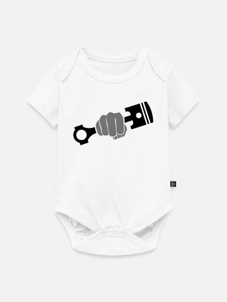 Faust hält Motor Kolben - Baby Premium Kurzarmbody - Weiß