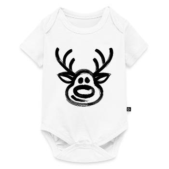 Christmas reindeer face deer - Baby Premium short-sleeve bodysuit - white - Front