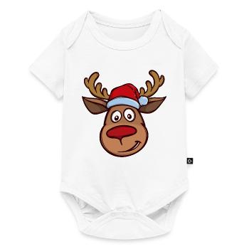 Noël renne visage - Body à manches courtes Premium Bébé - blanc - Devant