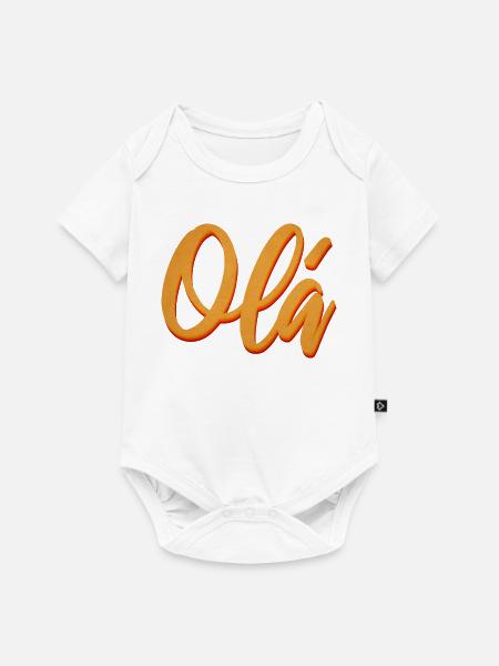 Olá Orange Script Tee - Baby Premium Kurzarmbody - Weiß
