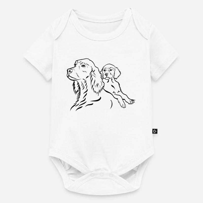 Setter chienne avec chiot - Body à manches courtes Premium Bébé - blanc