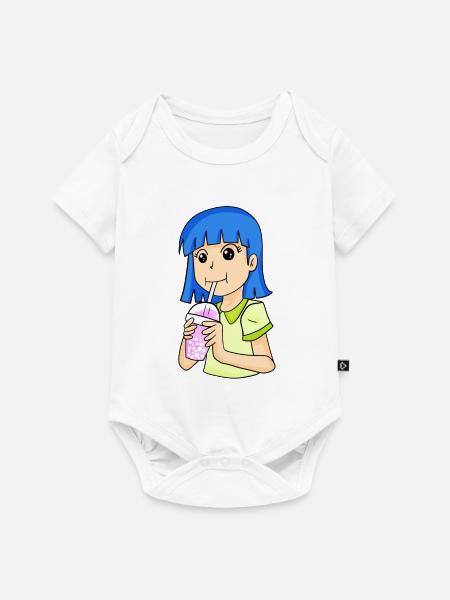 Anime Mädchen mit bubble tea - Baby Premium Kurzarmbody - Weiß