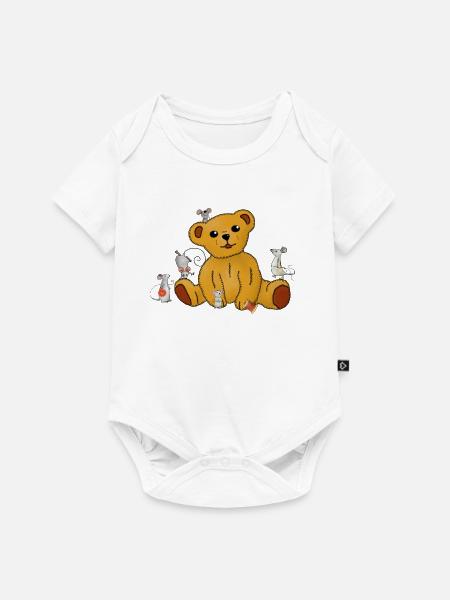 Mäuse nähen Teddy - Baby Premium Kurzarmbody - Weiß