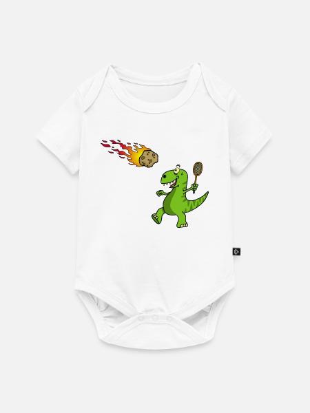 Dinosaurier Tennisspieler - Baby Premium Kurzarmbody - Weiß