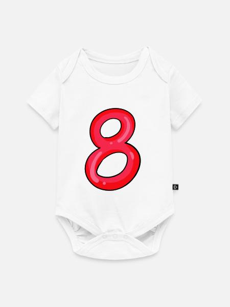 8 rot - Baby Premium Kurzarmbody - Weiß