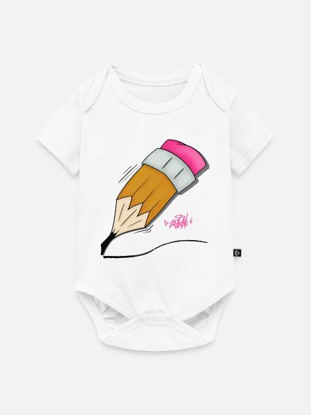 Buntstift Doodle Stil - Baby Premium Kurzarmbody - Weiß