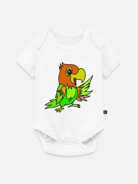 Papageien Farbwirbel - Baby Premium Kurzarmbody - Weiß