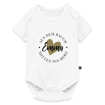 Emma - Aus dem Bauch, mitten ins Herz - Baby Premium Kurzarmbody - Weiß - Vorne
