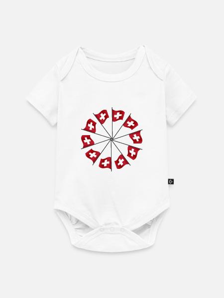 Schweizerfahnen | Swiss flags - Baby Premium Kurzarmbody - Weiß
