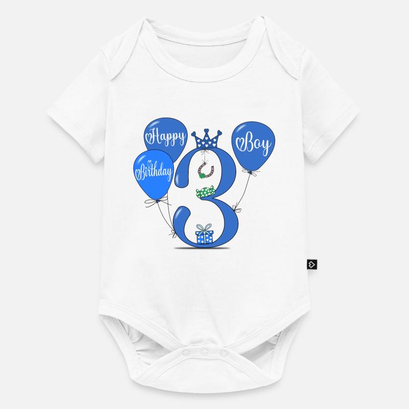 Joyeux anniversaire 3 garçon - Body à manches courtes Premium Bébé - blanc